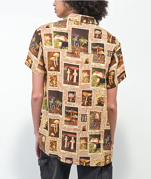 Dravus Zaedia Mushroom Tan Short Sleeve Button Up Shirt