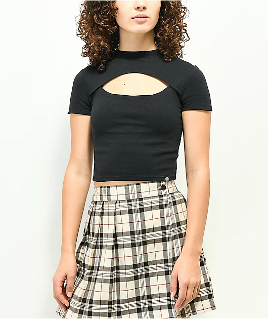 Ninth Hall Fundamentals Cuddie Black Cut Out Crop T-Shirt