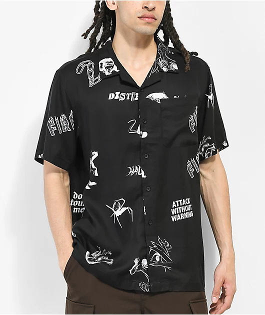 Vitriol Agony Black Short Sleeve Button Up Shirt