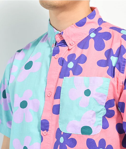 19142-a.lab-double-daisy-pink-blue-short-sleeve-button-up-3.webp A.LAB Double Daisy Pink & Blue Short Sleeve Button Up