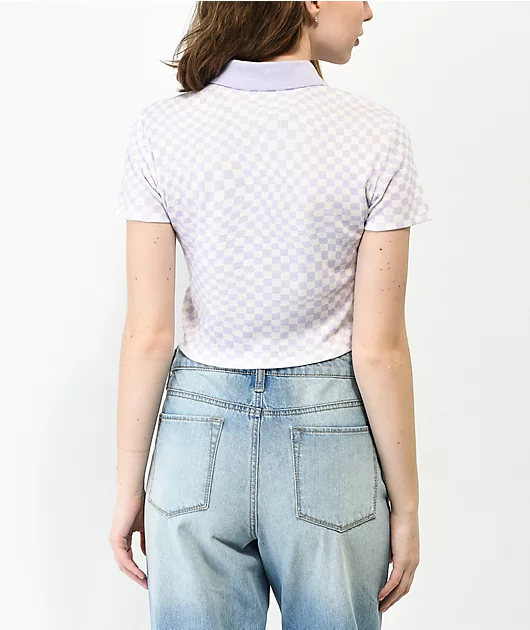 Odd Future Purple Checkered Crop Polo Shirt