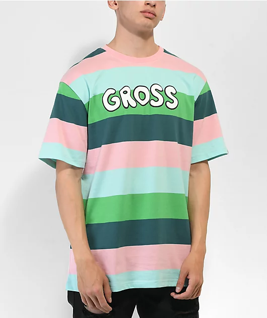 Salem7 Gross Pink & Green Stripe T-Shirt