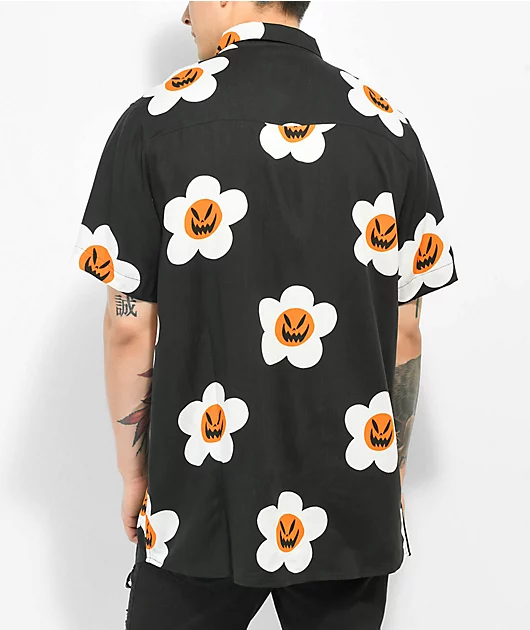 Salem7 Ghoulfriend Black Short Sleeve Button Up Shirt