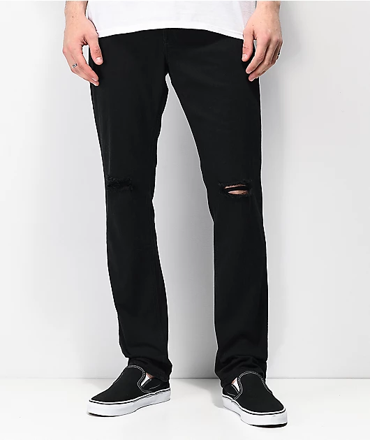 Empyre Skeletor Knee Slit Black Skinny Jeans