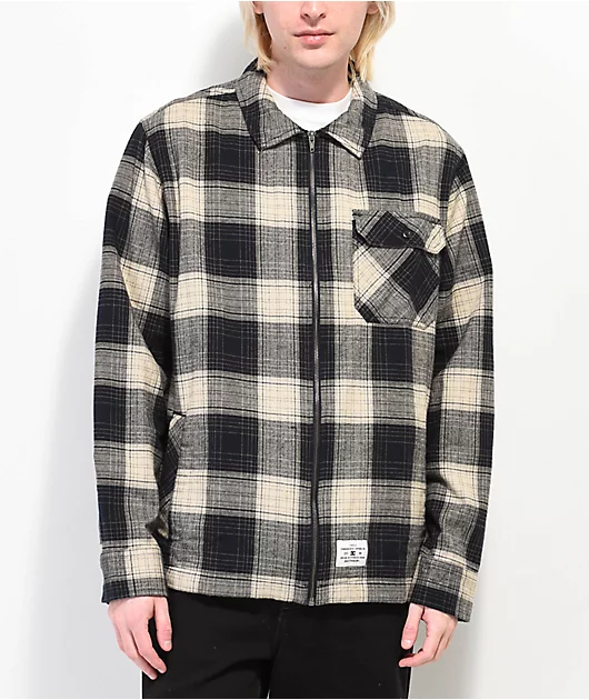 DC Trapper Black & Khaki Plaid Flannel Jacket