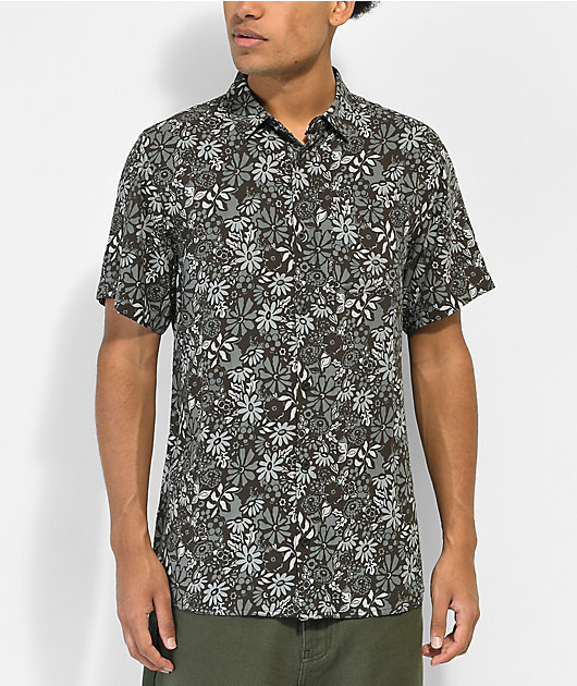Empyre Overgrown Short Sleeve Black Button Up Shirt