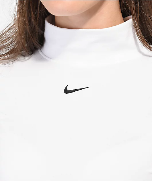 Nike Sportswear Essentials White Long Sleeve Mock Neck Top