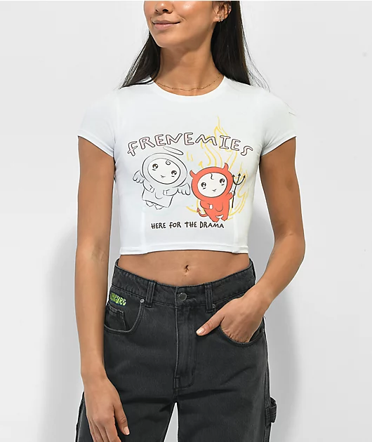A-Lab Frenemies White Crop T-Shirt
