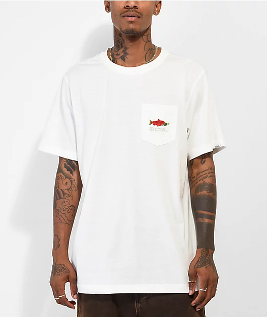 Coal Zypher Salmon White Pocket T-Shirt