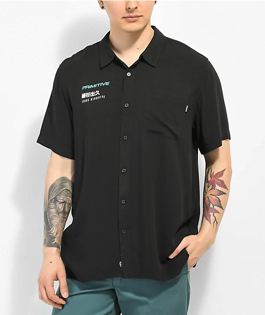 Primitive x My Hero Academia Izuku Black Short Sleeve Button Up Shirt