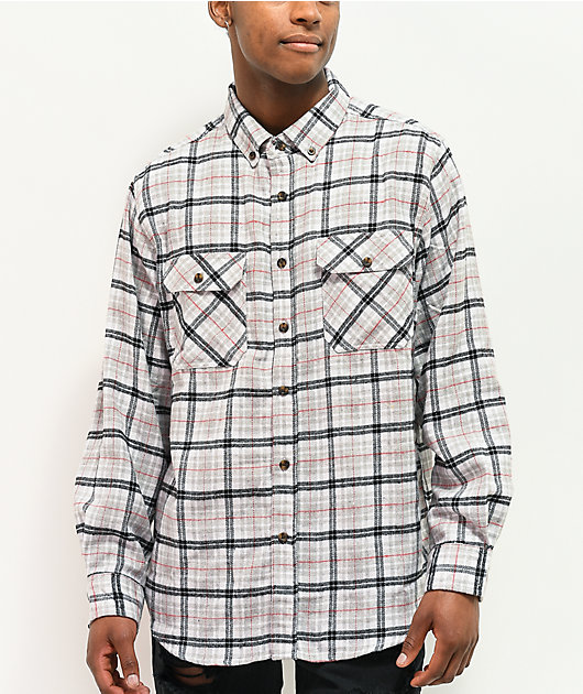 Montage White, Grey & Black Plaid Flannel Shirt