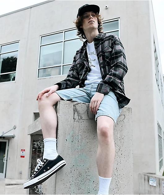 19742-montage-black-grey-red-plaid-flannel-shirt-4.webp Montage Black, Grey & Red Plaid Flannel Shirt