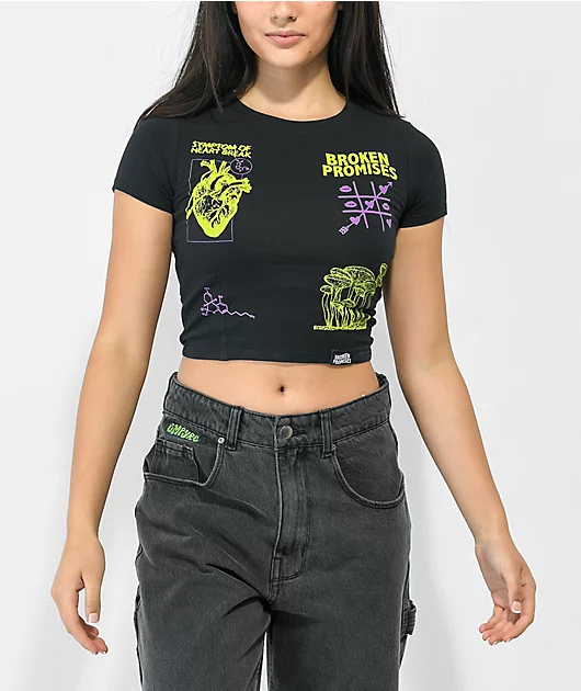 Broken Promises Delirium 420 Black Crop T-Shirt