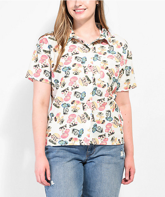 NGOrder Mushroom Natural Short Sleeve Button Up Shirt