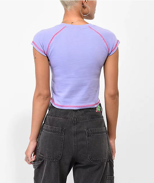 JV By Jac Vanek Dont Care Purple Crop T-Shirt