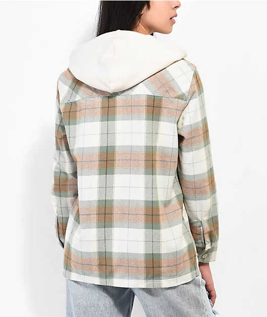 Empyre Holly Green & Grey Hooded Flannel Jacket