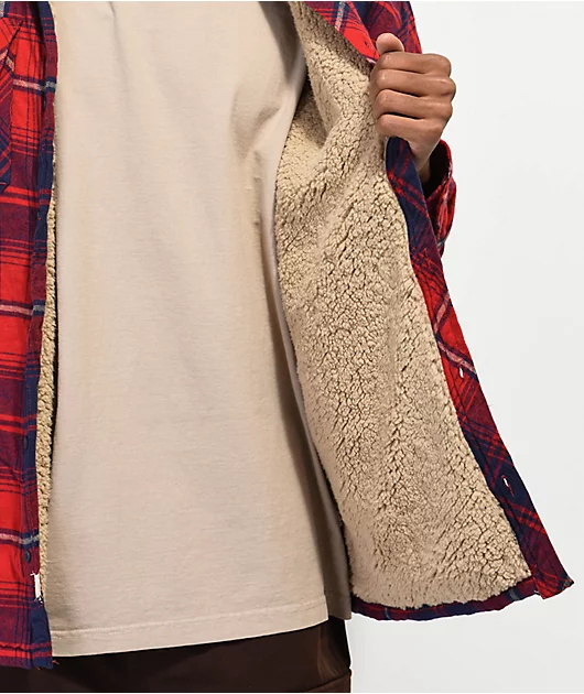 Dravus Red Sherpa Flannel Shacket