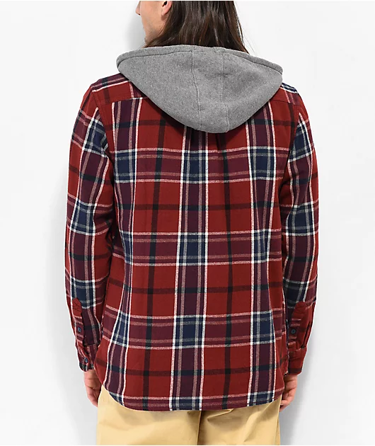 Vans Lopes Syrah & Blue Hooded Flannel Shirt