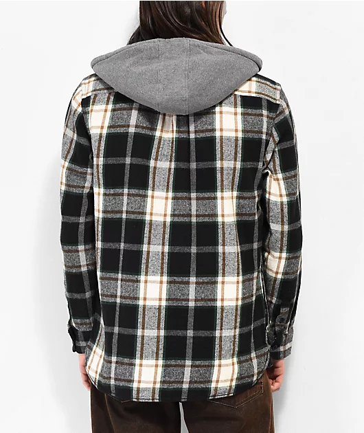 Vans Lopes Black & Green Hooded Flannel Shirt