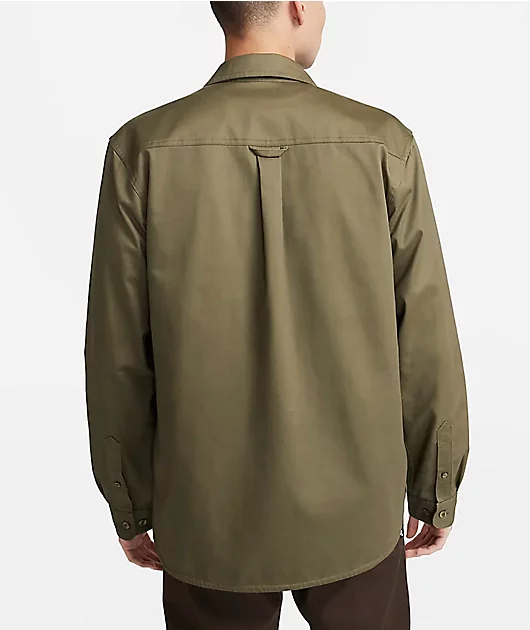 Nike SB Olive Green Long Sleeve Button Up Shirt