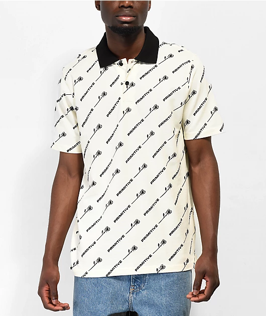 Primitive Pasadena White Polo Shirt