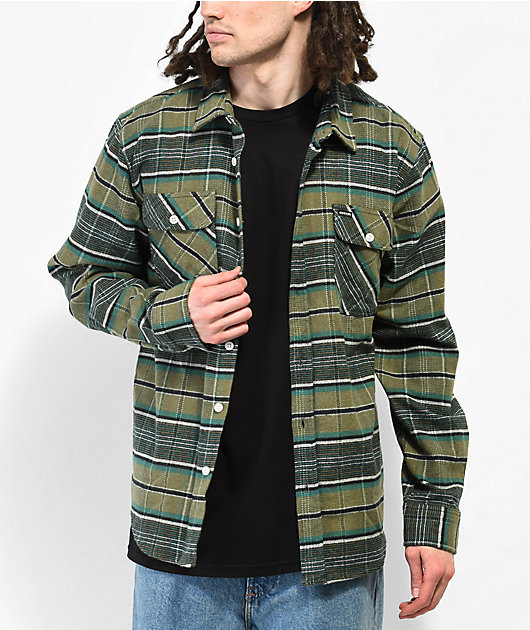 Brixton Bowery Green Flannel Shirt