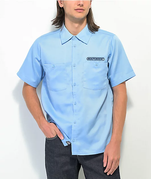 Independent Baseplate Light Blue Short Sleeve Button Up Shirt