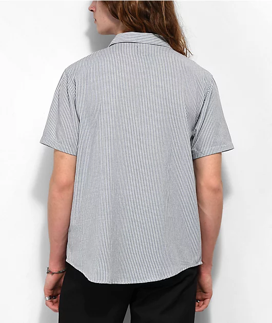 RVCA Dayshift Blue Stripe Short Sleeve Button Up Shirt