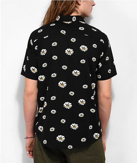 RVCA Pushin Up Black Short Sleeve Button Up Shirt