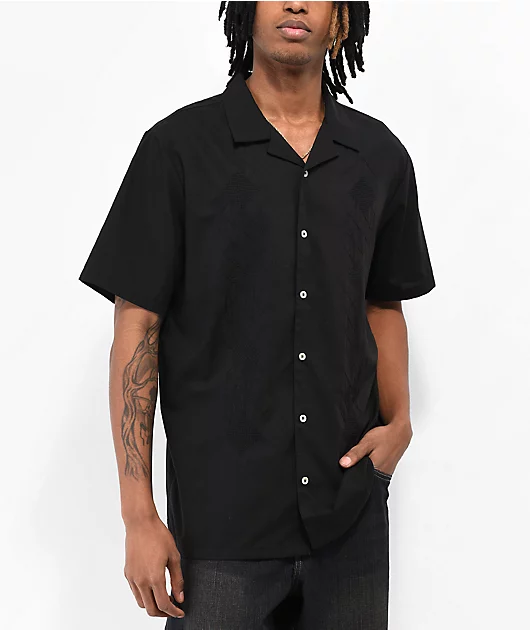 Volcom Baracostone Black Short Sleeve Button Up Shirt