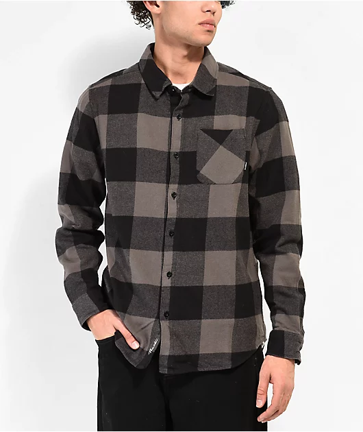 Primitive Bygone Grey Long Sleeve Flannel Shirt