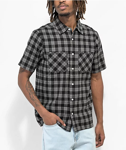 Santa Cruz MFG Club Dot Grey Short Sleeve Flannel Shirt