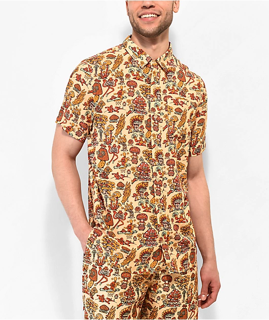 Killer Acid Mushroom Natural Button Up Shirt