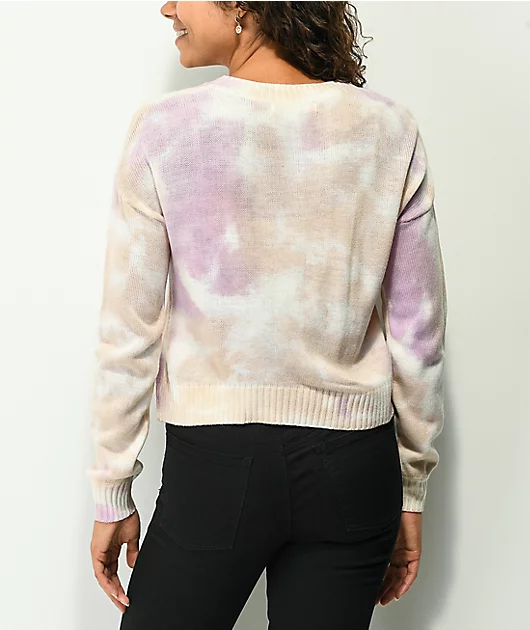 My Michelle Lavender, Beige, & White Tie Dye Crewneck Sweatshirt