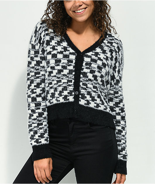 A-Lab Kiana Skew Checkered Black & White Sweater