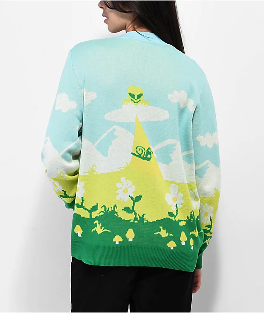 A.LAB Olive Landscape Green Cardigan
