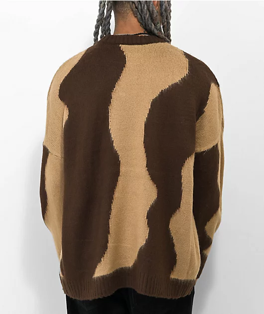 Ragged Priest Culprit Wave Brown Knit Sweater