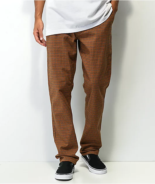 Brixton Choice Orange & Black Plaid Chino Pants