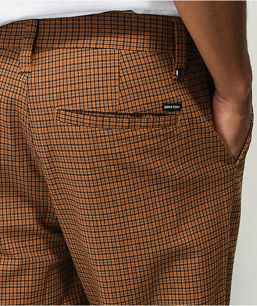 2137-brixton-choice-orange-black-plaid-chino-pants-5.webp Brixton Choice Orange & Black Plaid Chino Pants