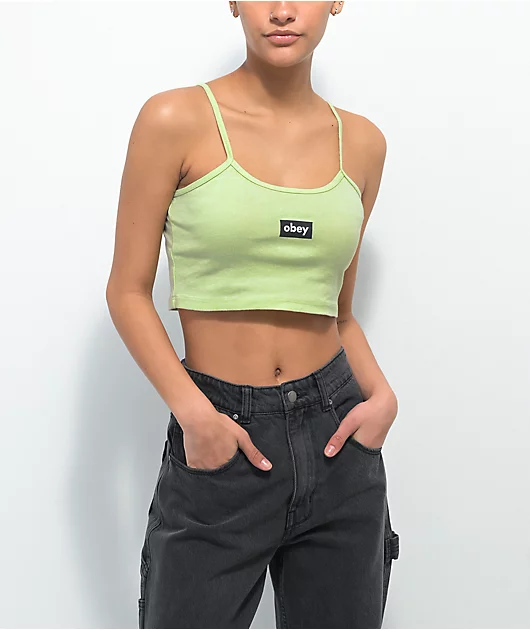 Obey Tag Pastel Green Crop Tank Top