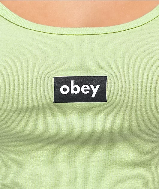 Obey Tag Pastel Green Crop Tank Top