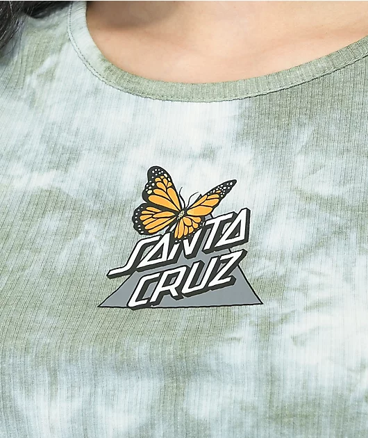 Santa Cruz Not a Dot Butterfly Green Tie Dye Crop Tank Top