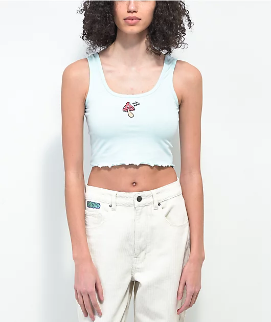 JV by Jac Vanek High There Blue Crop Tank Top