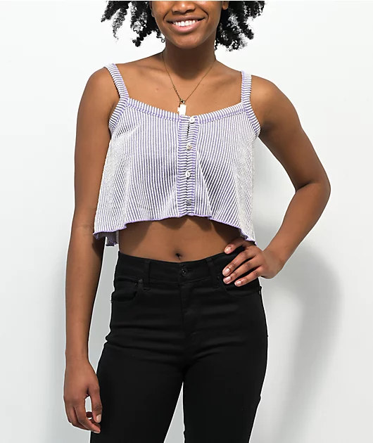 Spicychix Lilac Stripe Button Up Tank Top