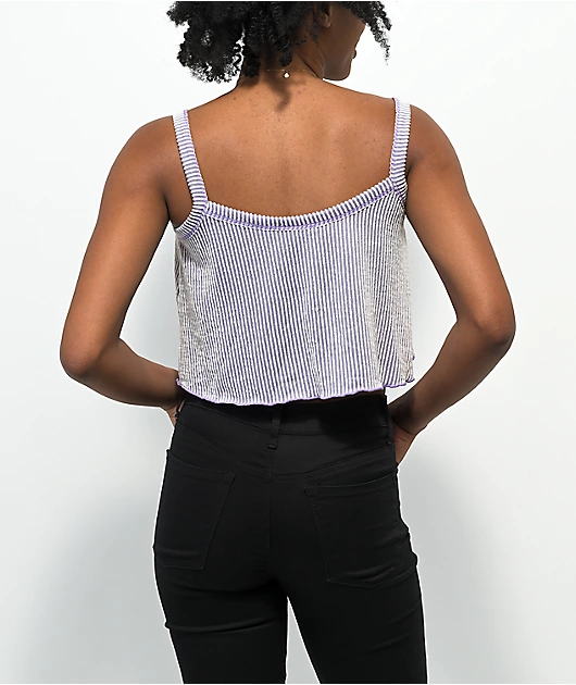 Spicychix Lilac Stripe Button Up Tank Top
