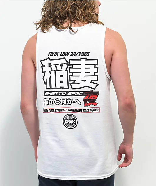 DGK Ghetto Spec White Tank Top