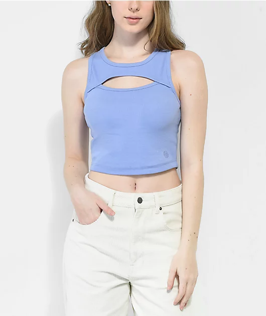 Ninth Hall Marbie Purple Cut Out Crop Tank Top