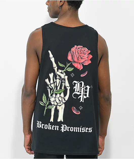 Broken Promises Wishful Thinking Black Tank Top