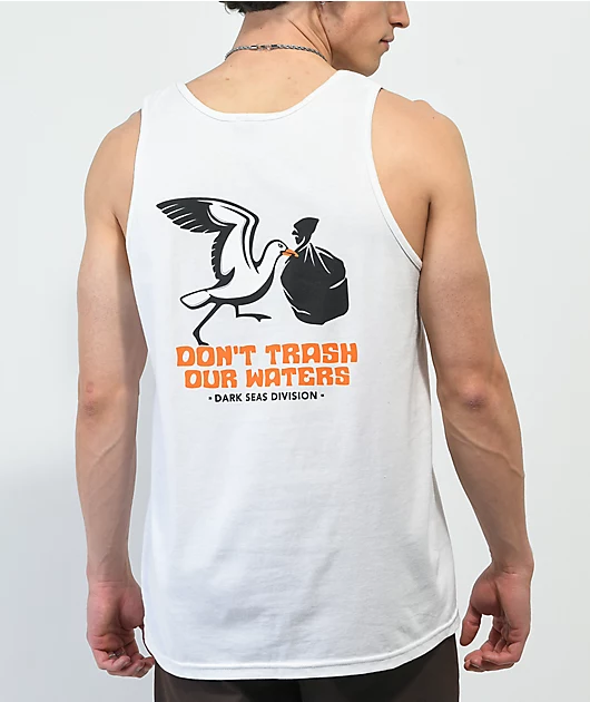 Dark Seas Trash Pick Up White Tank Top