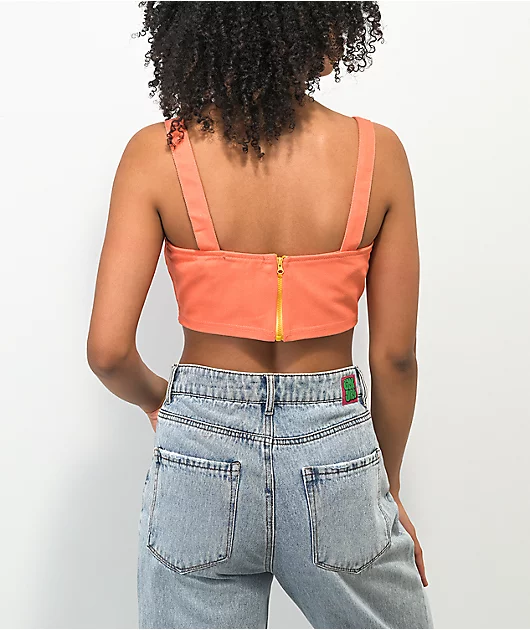 Daisy Street Orange Denim Crop Tank Top